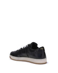 Prada Leather All Black Low Top Lace-Up Sneakers