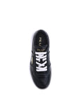 Prada Leather All Black Low Top Lace-Up Sneakers