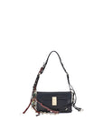 accessorized strap all leather small shoulder bag