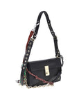 accessorized strap all leather small shoulder bag