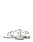 Miu Miu Embellished Silver Flat Sandals