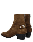 Celine Brown Leather Men Heeled Ankle Boots
