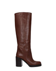 Prada Cognac Brown High Heel Leather Boots