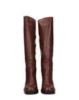 Prada Cognac Brown High Heel Leather Boots