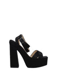 Jimmy Choo Black Satin Platform Heeled Sandals
