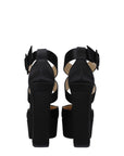 Jimmy Choo Black Leather Platform Heeled Sandals