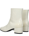 Celine Porcelain White Leather Heel Ankle Boots