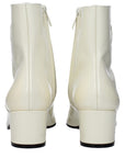 Celine Porcelain White Leather Heel Ankle Boots