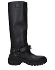 Burberry Black Leather Knee-High Boots