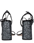 Miu Miu Black Leather Glitter Block Heel Shoes