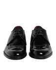 Dolce & Gabbana Black Wet-Look Leather Derby Dress Shoes