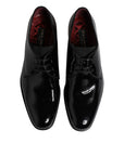 Dolce & Gabbana Black Wet-Look Leather Derby Dress Shoes