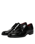 Dolce & Gabbana Black Wet-Look Leather Derby Dress Shoes