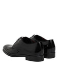 Dolce & Gabbana Black Wet-Look Leather Derby Dress Shoes