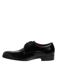 Dolce & Gabbana Black Wet-Look Leather Derby Dress Shoes