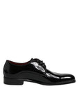 Dolce & Gabbana Black Wet-Look Leather Derby Dress Shoes