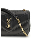 YSL chevron quilted all black lou lou leather shoulder bag