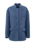Gucci Blue Mohair & Wool Collarless Coat