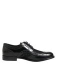 Dolce & Gabbana Black Leather Floral Lace Formal Shoes