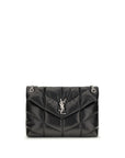 YSL Black Leather Quilted Toy Puffer Lou Lou Medium Shoulder Bag