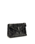YSL Black Leather Quilted Toy Puffer Lou Lou Medium Shoulder Bag