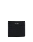 Saint Laurent Crocodile Embossed Leather Wallet - Black