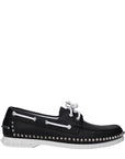 Christian Louboutin Black Leather Studded Boat Shoes
