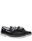 Christian Louboutin Black Leather Studded Boat Shoes