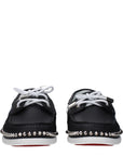 Christian Louboutin Black Leather Studded Boat Shoes
