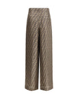 Fendi Monogram Silk Wide-Leg Pants