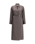 Fendi Silk Jacquard Midi Dress with Belt