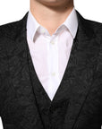 Dolce & Gabbana Vest, Blazer & Pants Martini Brocade 3-Piece Suit - Black