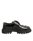 Dolce & Gabbana Black Leather Studded & Crystal Embellished Derby Shoes