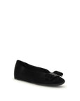 Ferragamo Vara Bow All Black Leather Ballet Flats