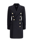Balmain wool-cashmere longline black double-breasted Coat