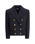 Balmain Black Wool Double-breasted Coat