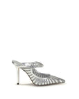 Jimmy Choo Bing 100 Sabot Silver Leather High Heel Mules