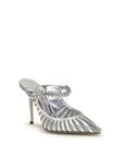 Jimmy Choo Bing 100 Sabot Silver Leather High Heel Mules