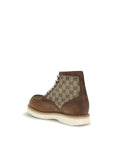 Gucci GG Monogram Lace-Up Leather Boots