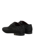 Dolce & Gabbana Black Floral Brocade Lace-Up Derby Dress Shoes