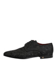 Dolce & Gabbana Black Floral Brocade Lace-Up Derby Dress Shoes