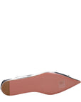Amina Muaddi Camelia Leather Pointed Toe Ballet Flats - Silver