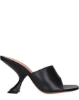 Amina Muaddi Taylor Leather Mule Sandals - Black