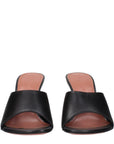 Amina Muaddi Taylor Leather Mule Sandals - Black