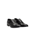 Roberto Pepe Luxury Leather Lace-Up Derby Shoes - Black - Made In Italy
