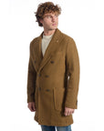 Roberto Pepe Luxury Double-Breasted Coat - Brown - Made In Italy