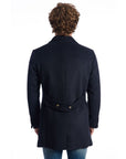 Roberto Pepe Luxury Wool Double-Breasted Coat - Dark Blue