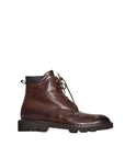 Roberto Pepe Luxury Leather Lace-Up Combat Boots - Dark Brown