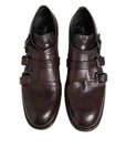Dolce & Gabbana Brown Leather Monk Strap Formal Dress Shoes