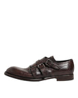 Dolce & Gabbana Brown Leather Monk Strap Formal Dress Shoes